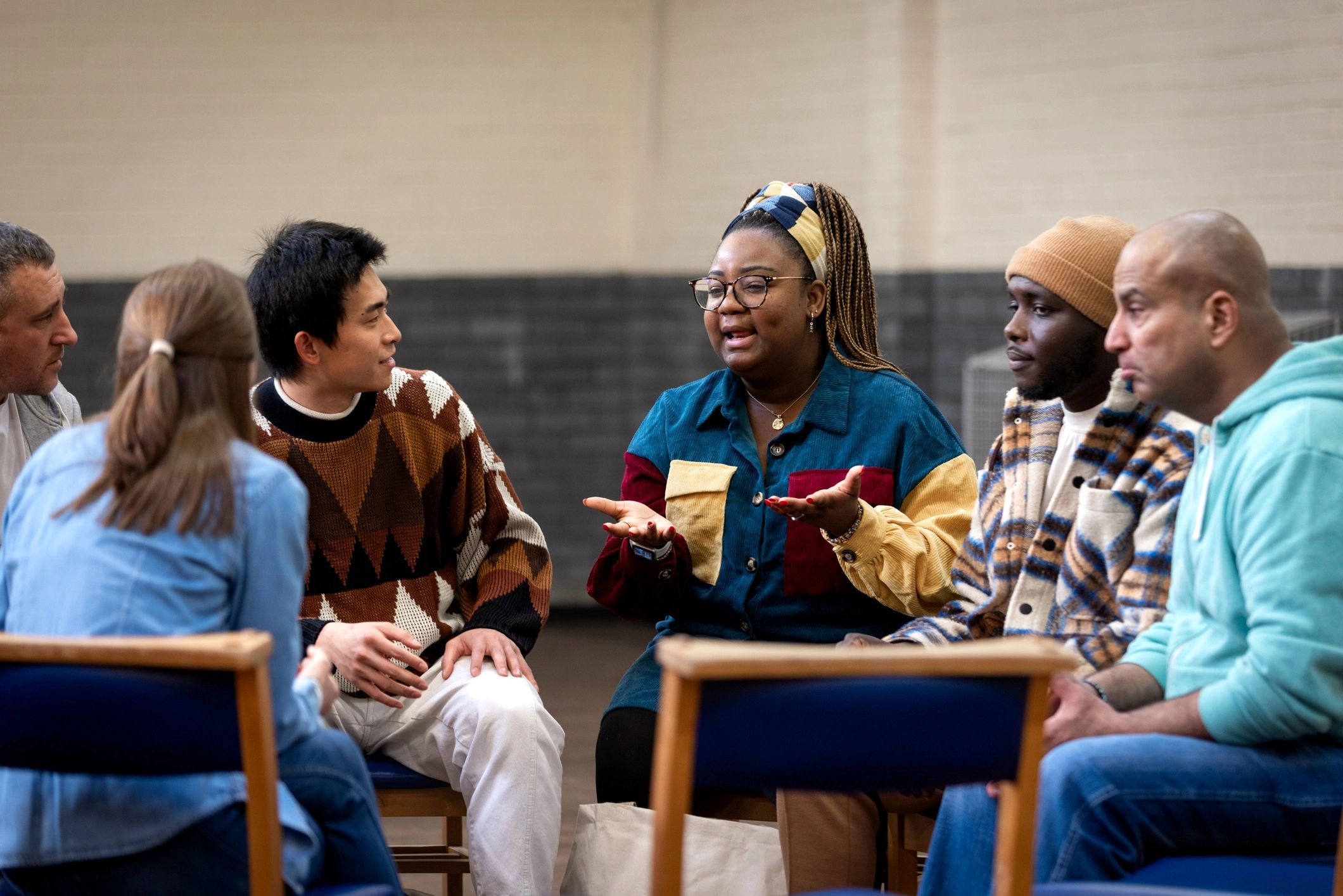 Community-focused team in discussion circle