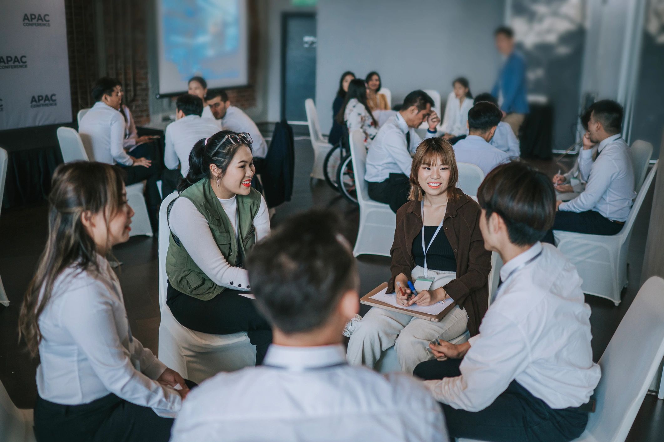Group discussion among engaged members
