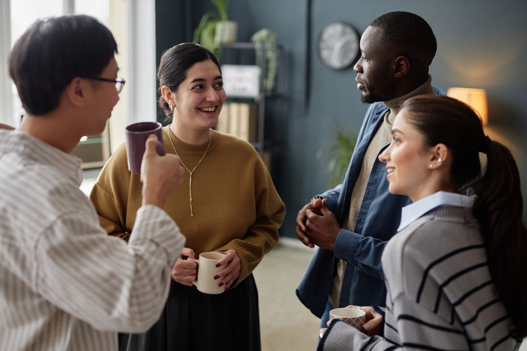 Supportive team members in conversation